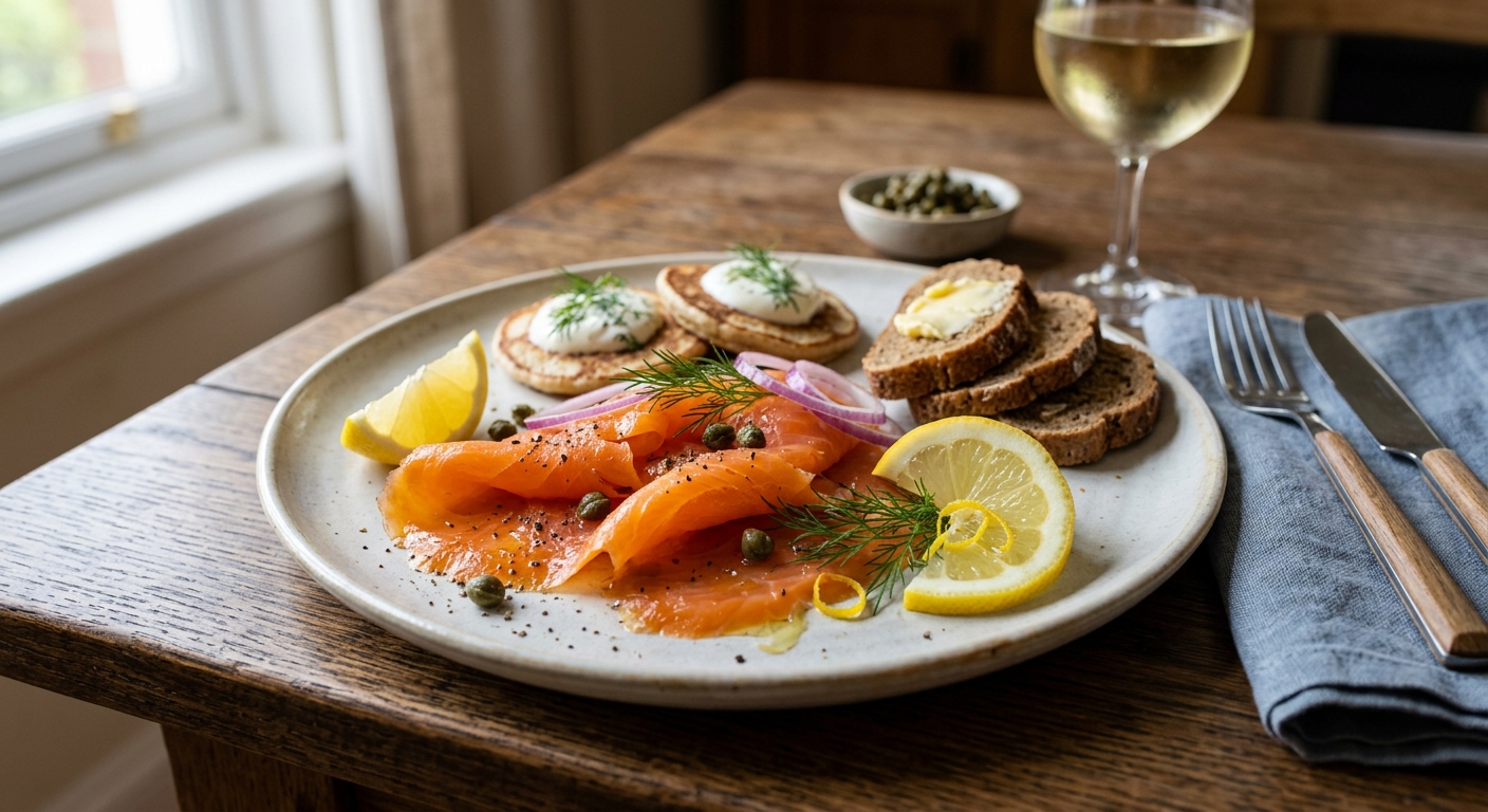 Assiette de saumon fumé maison du Brocabar